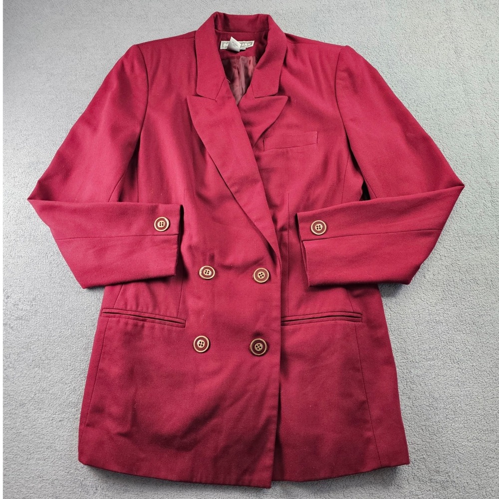 Dress Barn Blazer Jacket Women's 8 Maroon Stretch Long Sleeve Double Breasted - Picture 10 of 12